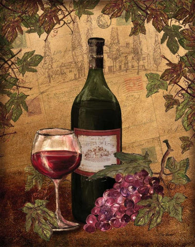 Red Wine Black Ornate Wood Framed Art Print with Double Matting by Williams, Todd