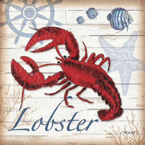 Lobster White Modern Wood Framed Art Print by Williams, Todd