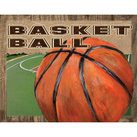 Basketball Black Modern Wood Framed Art Print with Double Matting by Williams, Todd