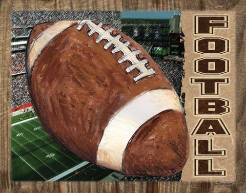 Football White Modern Wood Framed Art Print with Double Matting by Williams, Todd