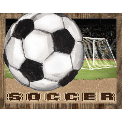 Soccer Black Modern Wood Framed Art Print with Double Matting by Williams, Todd