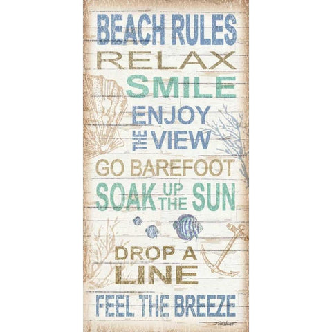 Beach Rules White Modern Wood Framed Art Print by Williams, Todd