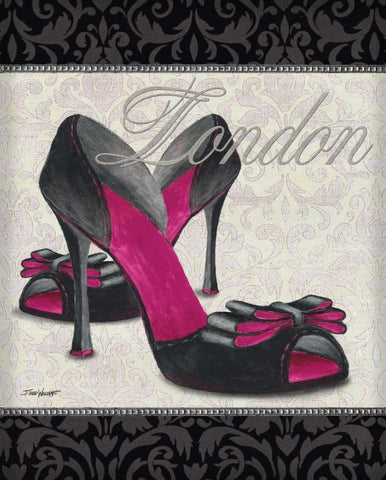 Pink Shoes I White Modern Wood Framed Art Print with Double Matting by Williams, Todd