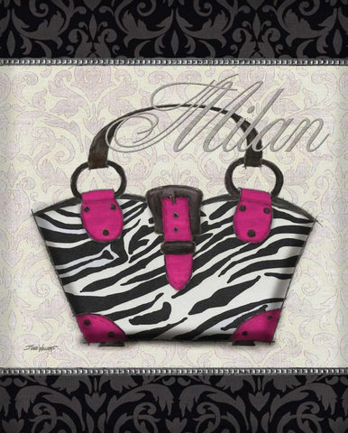 Pink Purse I Black Ornate Wood Framed Art Print with Double Matting by Williams, Todd