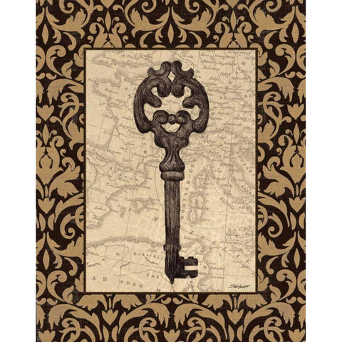 Old World Key I Gold Ornate Wood Framed Art Print with Double Matting by Williams, Todd