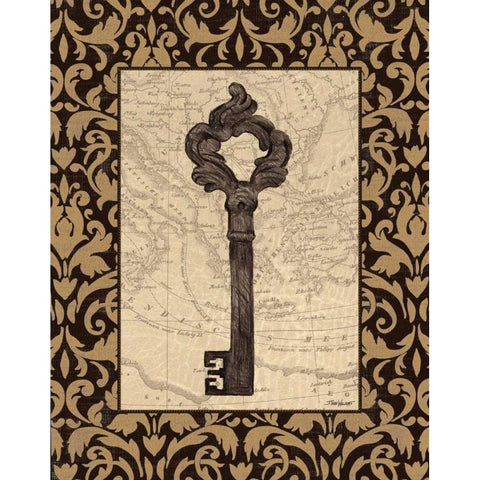 Old World Key II Black Modern Wood Framed Art Print with Double Matting by Williams, Todd