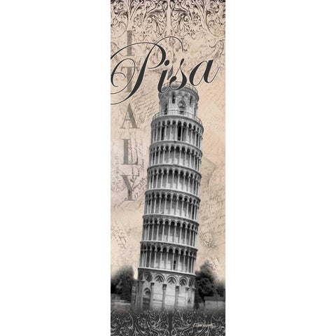 Leaning Tower Black Modern Wood Framed Art Print with Double Matting by Williams, Todd
