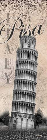 Leaning Tower Black Ornate Wood Framed Art Print with Double Matting by Williams, Todd