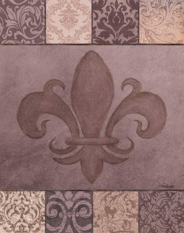 Fleur de Lis I White Modern Wood Framed Art Print with Double Matting by Williams, Todd