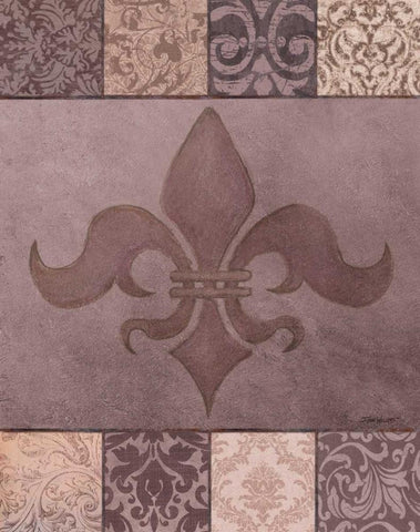 Fleur de Lis II Black Ornate Wood Framed Art Print with Double Matting by Williams, Todd