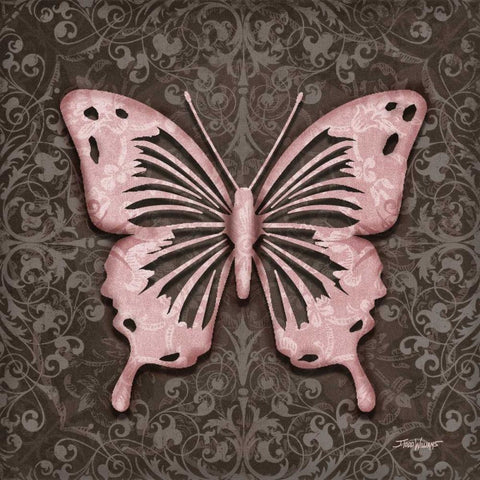 Pink Butterfly III Gold Ornate Wood Framed Art Print with Double Matting by Williams, Todd