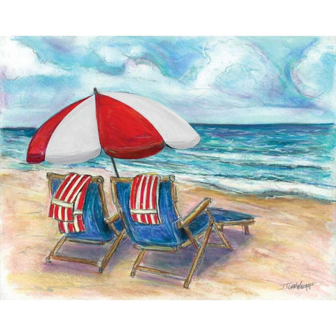 Beach Chairs Black Modern Wood Framed Art Print with Double Matting by Williams, Todd