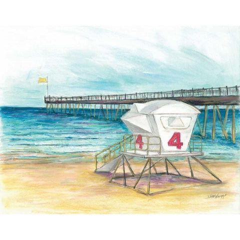 Lifeguard Station Gold Ornate Wood Framed Art Print with Double Matting by Williams, Todd