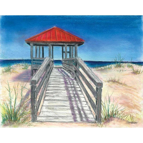 Beach Cabana Black Modern Wood Framed Art Print with Double Matting by Williams, Todd