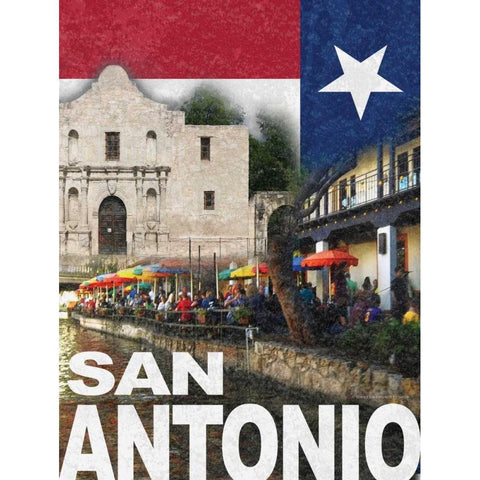 San Antonio Black Modern Wood Framed Art Print with Double Matting by Williams, Todd