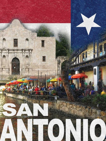 San Antonio White Modern Wood Framed Art Print with Double Matting by Williams, Todd