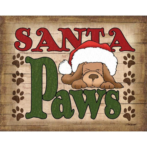 Santa Paws White Modern Wood Framed Art Print by Williams, Todd