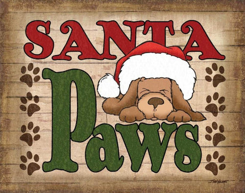 Santa Paws White Modern Wood Framed Art Print with Double Matting by Williams, Todd