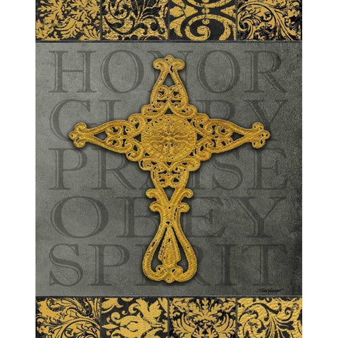 Gold Cross I Gold Ornate Wood Framed Art Print with Double Matting by Williams, Todd