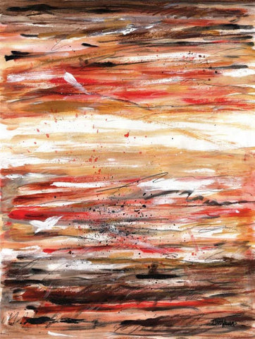 Spice Tones Align I White Modern Wood Framed Art Print with Double Matting by Williams, Todd