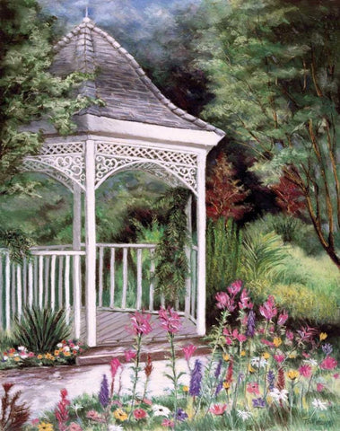 Garden Retreat I Black Ornate Wood Framed Art Print with Double Matting by Williams, Todd