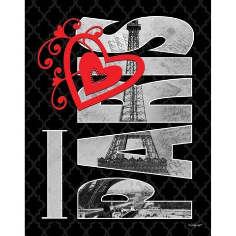 I Love Paris Black Modern Wood Framed Art Print by Williams, Todd
