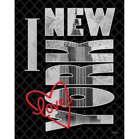 I Love NY White Modern Wood Framed Art Print by Williams, Todd