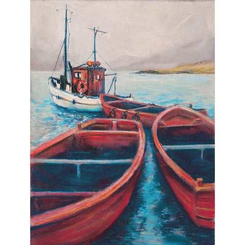Red Boats White Modern Wood Framed Art Print by Williams, Todd