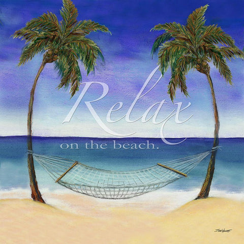Relax on the Beach Black Modern Wood Framed Art Print with Double Matting by Williams, Todd