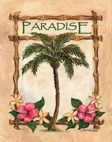 Paradise Palm White Modern Wood Framed Art Print with Double Matting by Williams, Todd