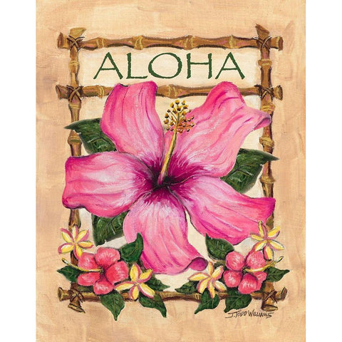 Aloha Hibiscus Black Modern Wood Framed Art Print with Double Matting by Williams, Todd