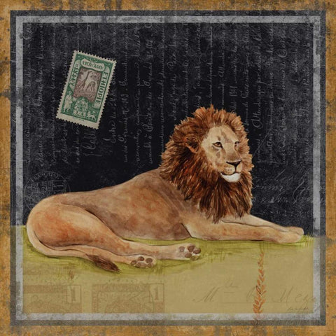 Lion Black Modern Wood Framed Art Print with Double Matting by Ven Vertloh, Lisa