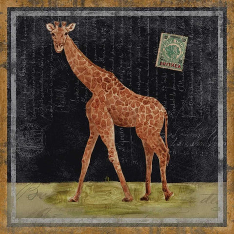 Giraffe Black Ornate Wood Framed Art Print with Double Matting by Ven Vertloh, Lisa