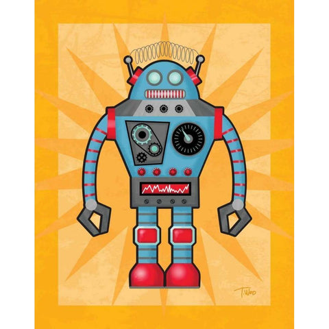 Robot I Black Modern Wood Framed Art Print with Double Matting by Woo, Teresa