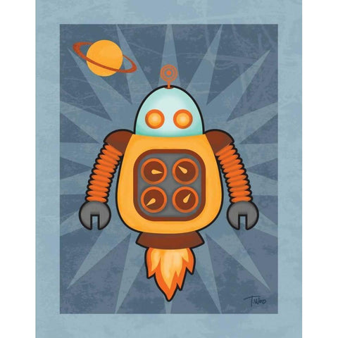 Robot III White Modern Wood Framed Art Print by Woo, Teresa