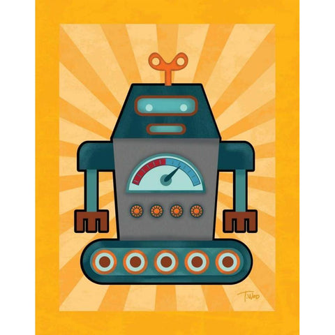 Robot IV Black Modern Wood Framed Art Print with Double Matting by Woo, Teresa