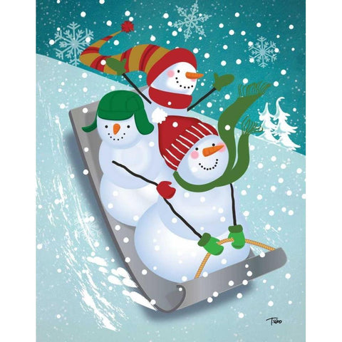 Frosty and Fab IV White Modern Wood Framed Art Print by Woo, Teresa