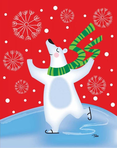 Polar Bear Arabesque White Modern Wood Framed Art Print with Double Matting by Woo, Teresa