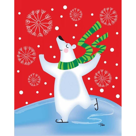 Polar Bear Arabesque Black Modern Wood Framed Art Print by Woo, Teresa