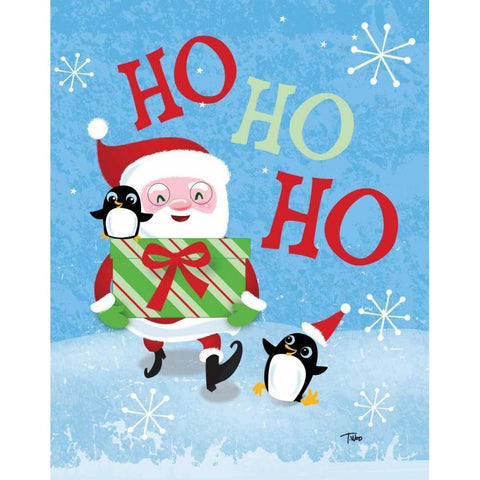 Santa Gift Black Modern Wood Framed Art Print with Double Matting by Woo, Teresa