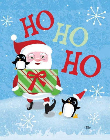 Santa Gift Black Ornate Wood Framed Art Print with Double Matting by Woo, Teresa