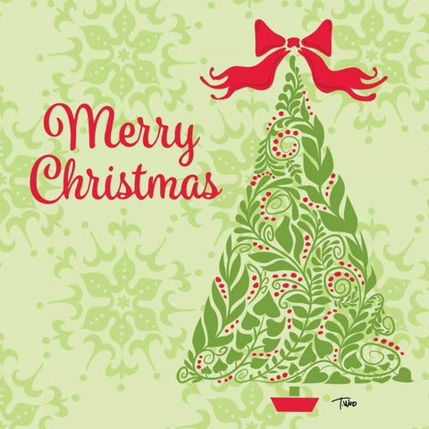 Green Tree Black Modern Wood Framed Art Print with Double Matting by Woo, Teresa