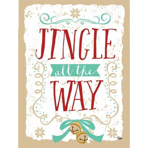 Jingle all the Way Gold Ornate Wood Framed Art Print with Double Matting by Woo, Teresa