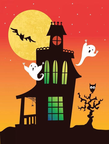 Ghost Party White Modern Wood Framed Art Print with Double Matting by Woo, Teresa