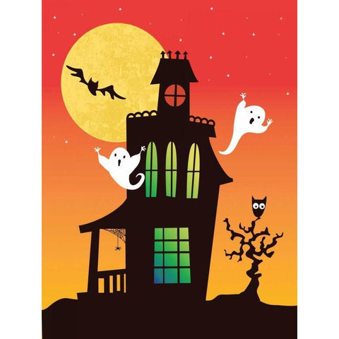 Ghost Party Black Modern Wood Framed Art Print by Woo, Teresa