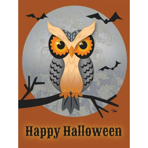 Mad Owl White Modern Wood Framed Art Print by Woo, Teresa