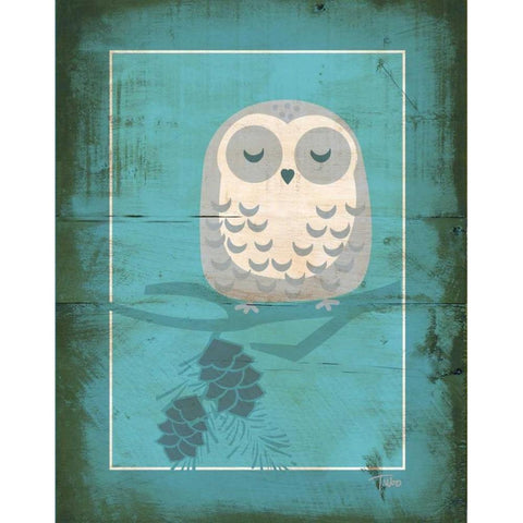 Rustic Woodland Owl Gold Ornate Wood Framed Art Print with Double Matting by Woo, Teresa