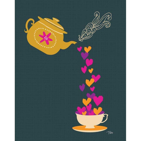 Tea Love White Modern Wood Framed Art Print by Woo, Teresa