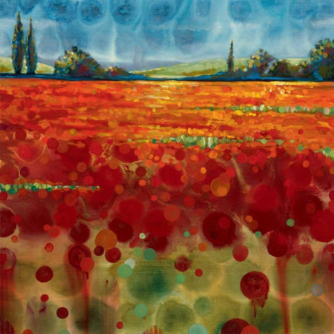 Spring Meadows I Black Ornate Wood Framed Art Print with Double Matting by Werbelow, Selina