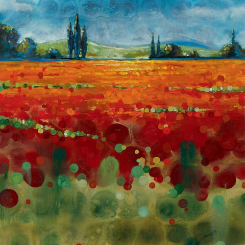 Spring Meadows II White Modern Wood Framed Art Print with Double Matting by Werbelow, Selina